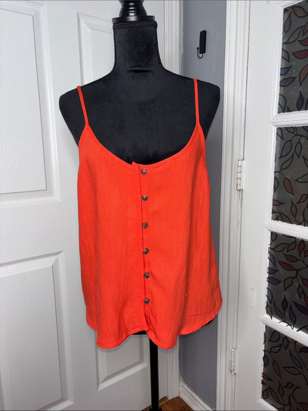HYFVE Orange Button-Front Cami Tank